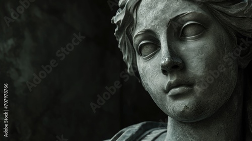 A detailed close-up of a statue depicting a woman. Perfect for adding an elegant touch to any project