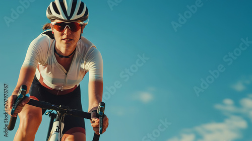 large shot of a female Cycling athlete in a dynamic pose