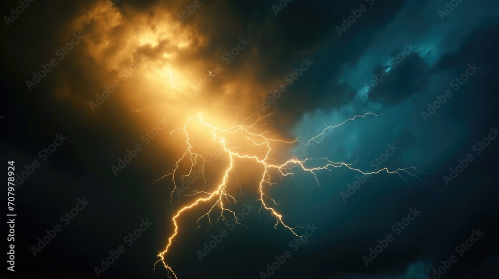 A powerful lightning bolt cutting through the dark sky. Perfect for dramatic and intense themes. Ideal for use in weather-related articles or projects A powerful lightning bolt cutting through the dark sky. Perfect for dramatic and intense themes. Ideal for use in weather-related articles or projects