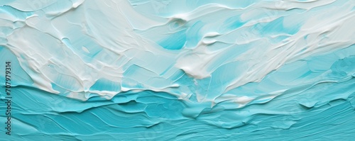 Turquoise closeup of impasto abstract rough white art painting texture