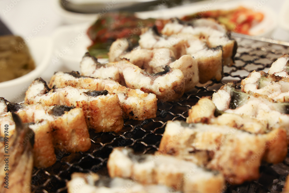 Korean food. Charcoal grilled eel Korean food. Charcoal grilled eel