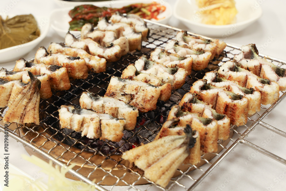 Korean food. Charcoal grilled eel Korean food. Charcoal grilled eel