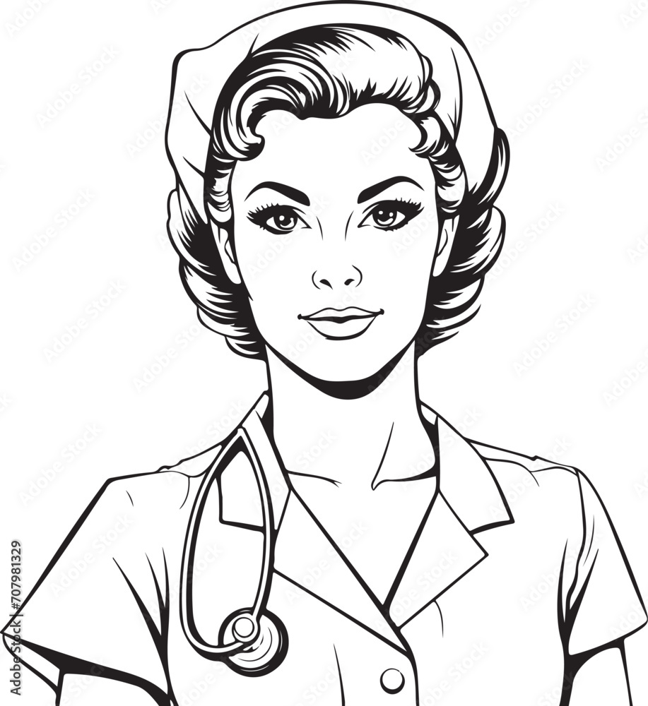Vector sketch of female nurse hand drawn illustration Vector sketch of female nurse hand drawn illustration