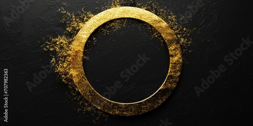 A gold letter O on a black background. Can be used for design projects or to represent the letter O in various contexts