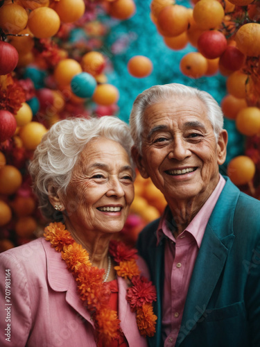 Happy and proud elderly couple celebrating