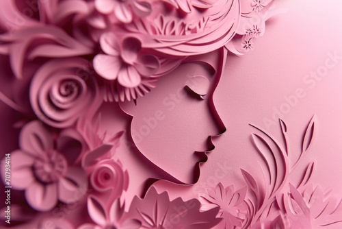 A paper cut image of a woman with flowers in her hair. This picture can be used for various creative projects © Fotograf