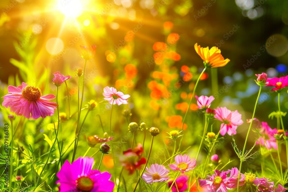 Fototapeta premium Sun-Kissed Serenity: A Photorealistic Floral Haven