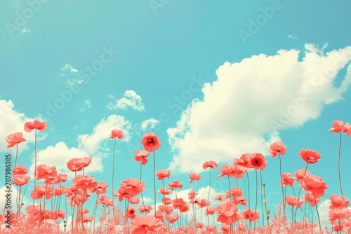 Color Splash Meadow: Radiant Flowers Under Sunlight