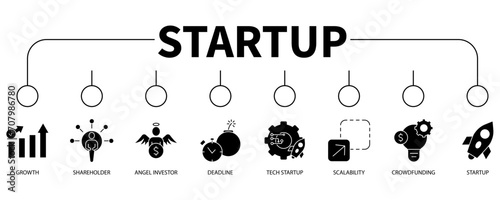 Startup banner web icon vector illustration concept