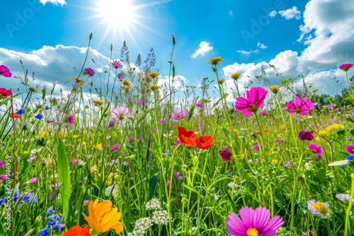 Summer's Palette: Wildflowers and Radiant Skies