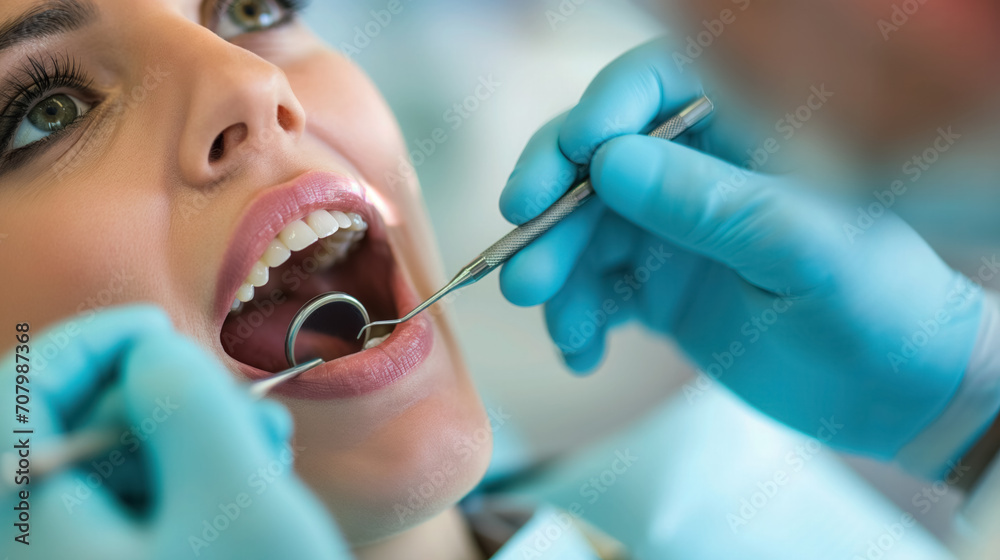 A patient undergoing a dental checkup. A patient undergoing a dental checkup.