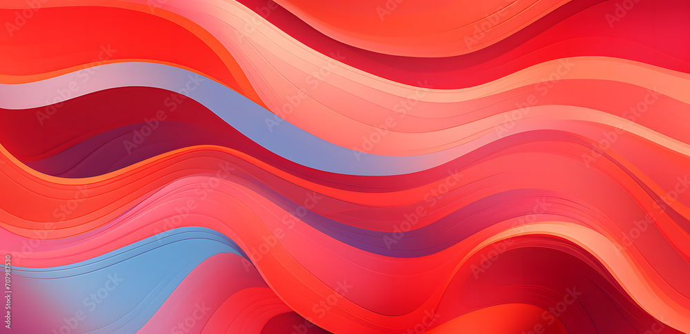 Abstract background with a colorful wavy pattern. Squiggly lines in various shades of blue, purple, and pink. Striped compositions, circular shapes, minimalist color palette.
