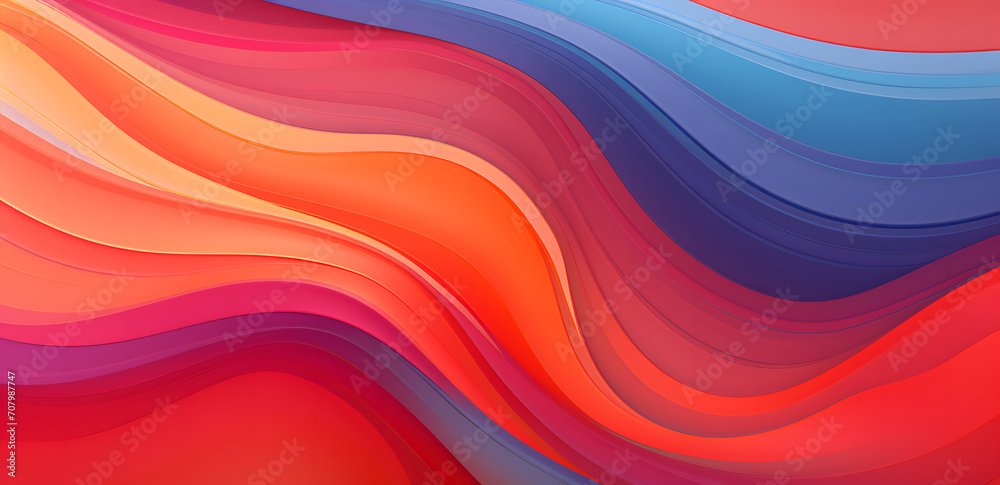 Abstract background with a colorful wavy pattern. Squiggly lines in various shades of blue, purple, and pink. Striped compositions, circular shapes, minimalist color palette.