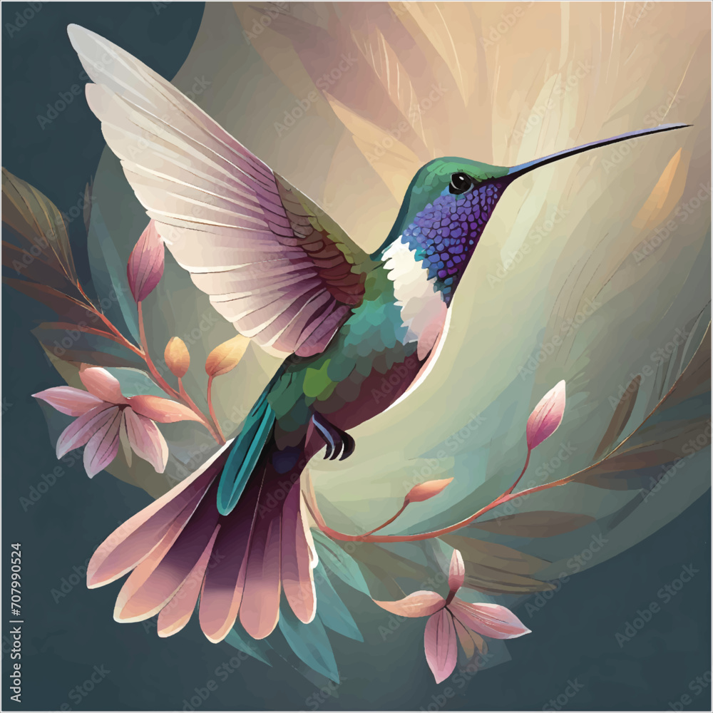 vector beautiful flying hummingbird design element for banners posters leaflets and brochures