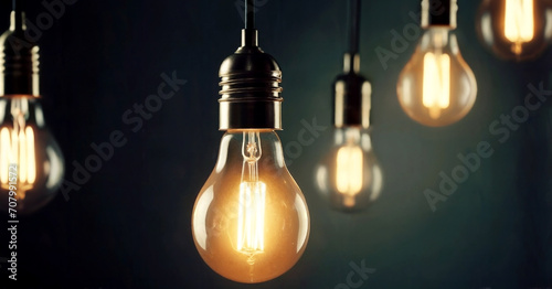 Glowing light bulb creative idea,leadership and difference concept