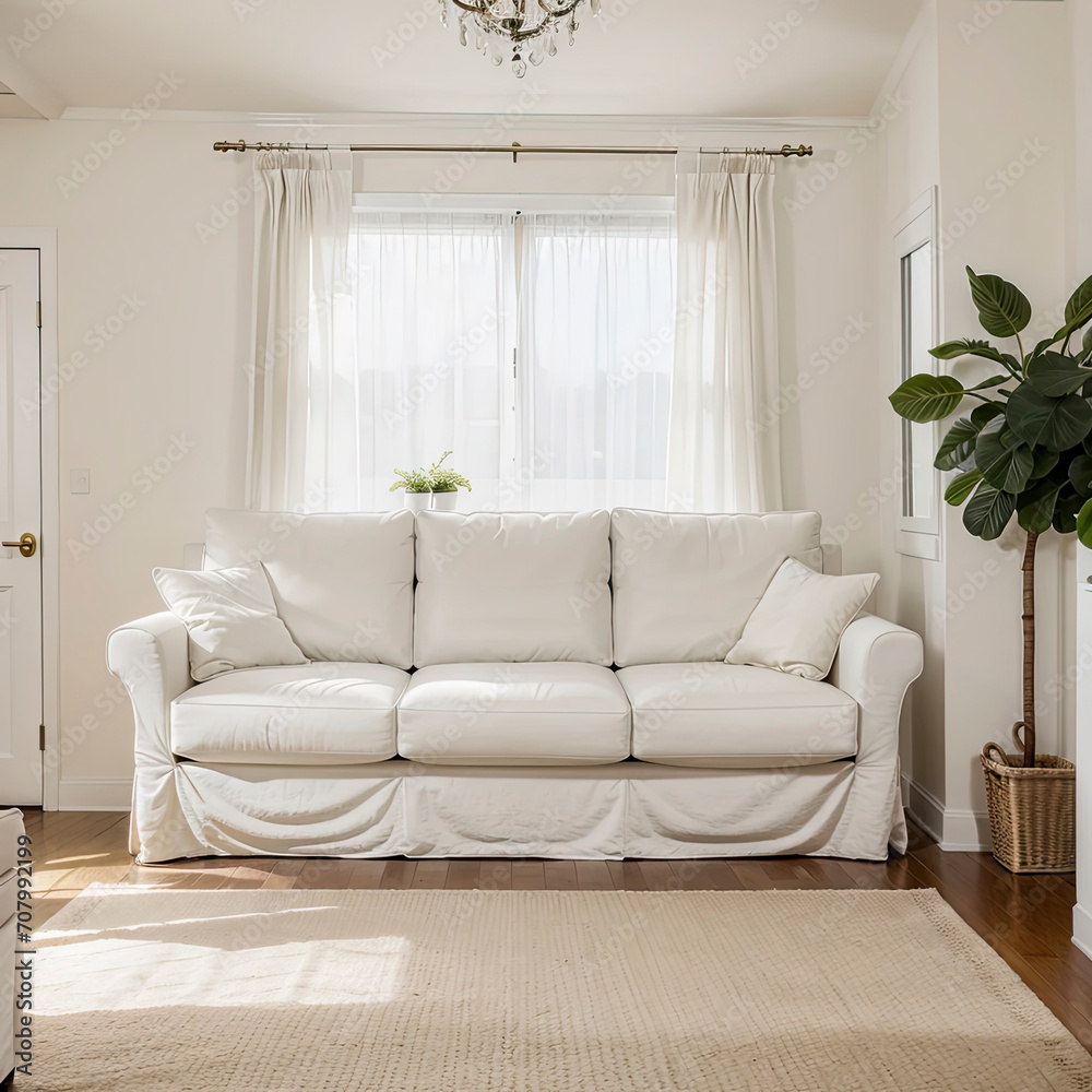 Naklejka premium modern living room interior design and white sofa