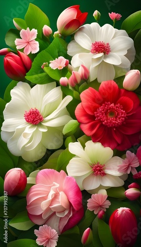 bouquet of pink and white tulips