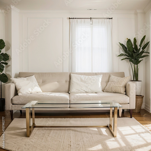 modern living room interior design and white sofa
