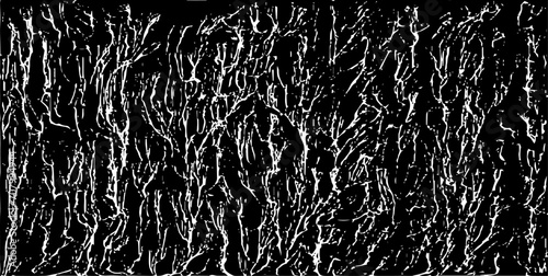 Monochrome texture composed of irregular graphic elements. Distressed uneven grunge background. Abstract vector illustration. Overlay for interesting effect and depth. Isolated on white background.