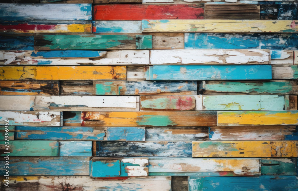 Background wood, wooden boards colorful