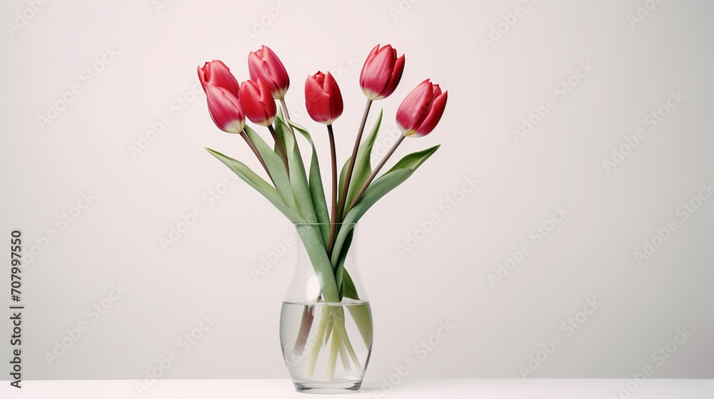 Burgundy tulips in a glass vase Burgundy tulips in a glass vase