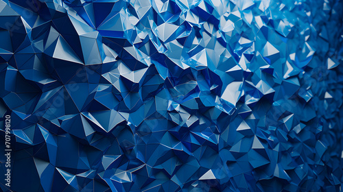 Vibrant electric blue origami creates a mesmerizing display on a majorelle blue surface, blurring the lines between art and geometry photo