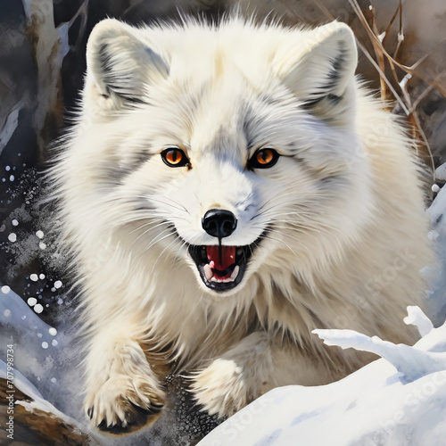 white fox hunting                                  Generative AI
