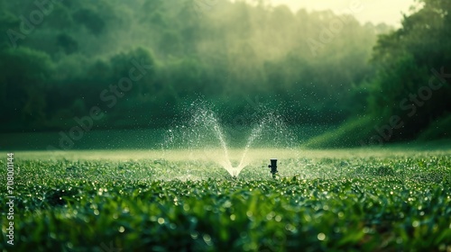 Water springer plants Working in the Agricultural farm, Water springer , The movement of water springer in the garden photo