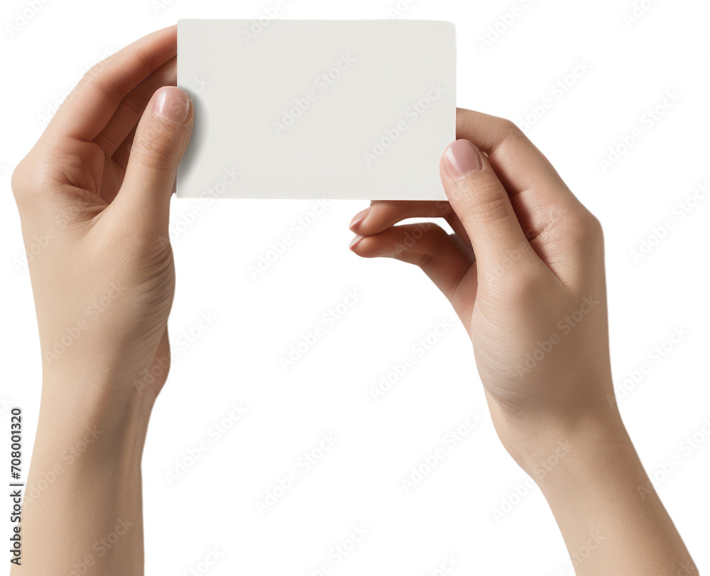 Hand holding blank card mockups illustration PNG element cut out transparent isolated on white background ,PNG file ,artwork graphic design.