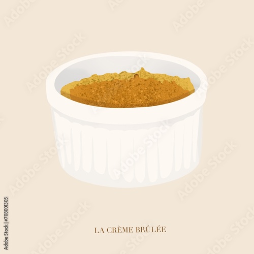 Obraz na plátně Illustration of a famous French desert La crème brûlée