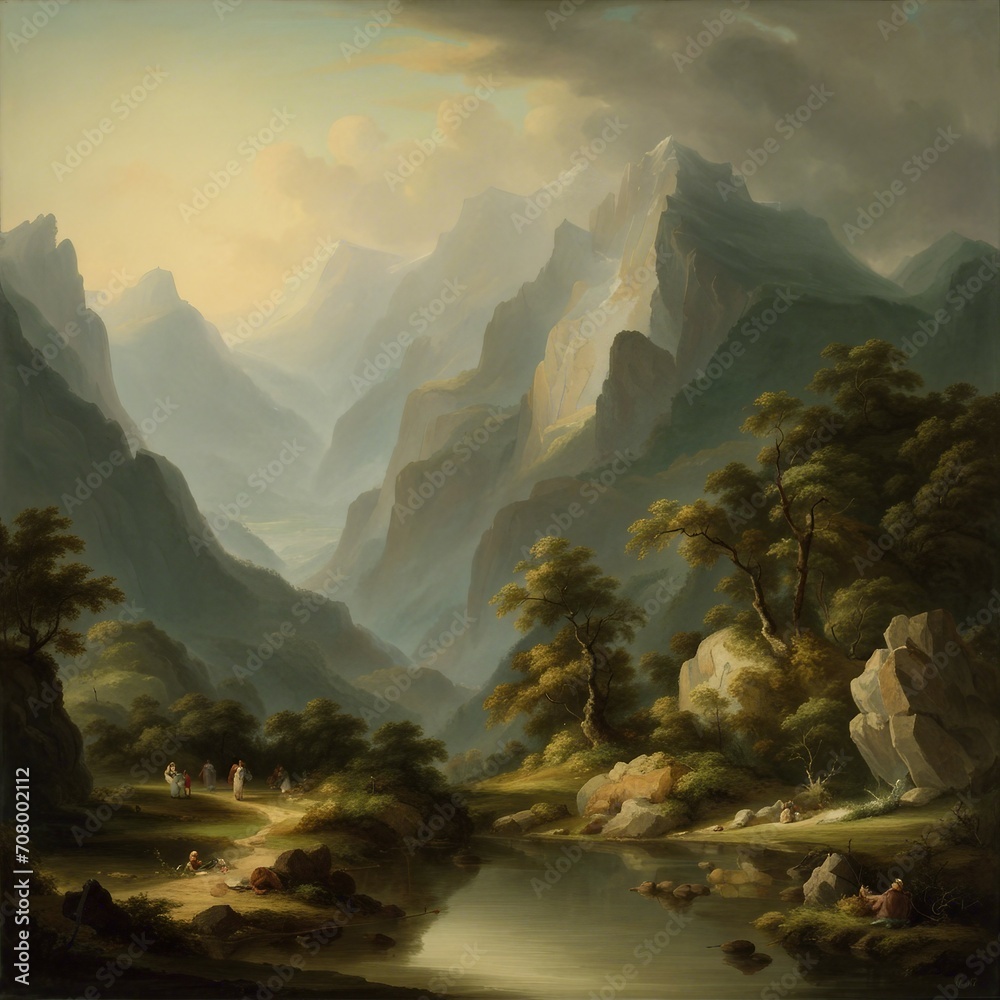 mountain forest illustration background