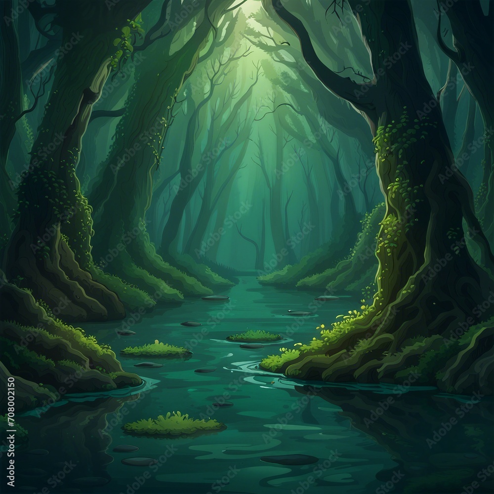 Obraz premium tree forest illustration background