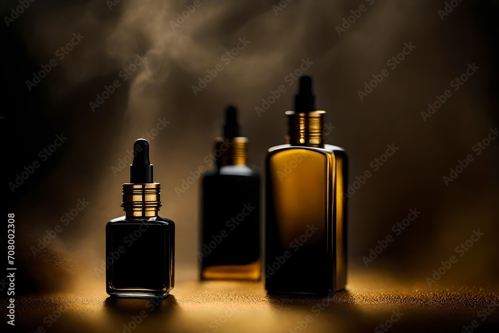 classy and elegant minimalist perfume spray bottle presentation , black and golden tones classy and elegant minimalist perfume spray bottle presentation , black and golden tones