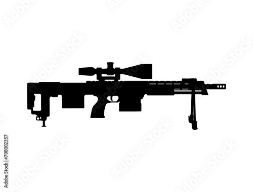 DSR 50 sniper rifle silhouette vector art white background