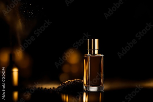 classy and elegant minimalist perfume spray bottle presentation   black and golden tones