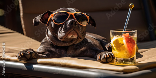 Pug In Funny Sunglasses With Cocktail