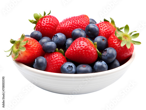 Strawberries and Blueberries  isolated on a transparent or white background