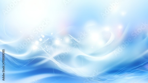 Ethereal Light Waves on a Serene Blue Background or Wallpaper  Horizontal Poster or Sign with Open Empty Copy Space for Text  