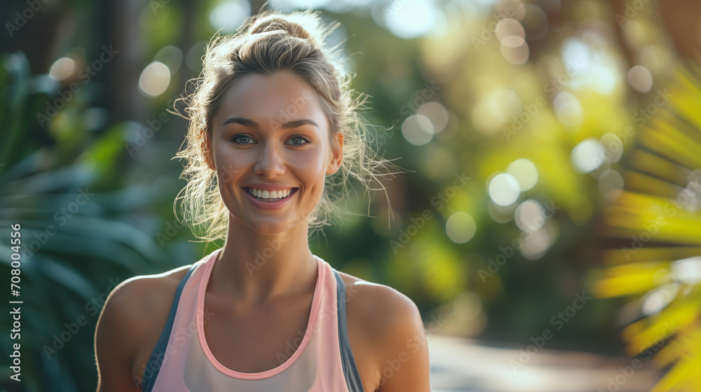 Active Young Woman Jogging in Nature Active Young Woman Jogging in Nature