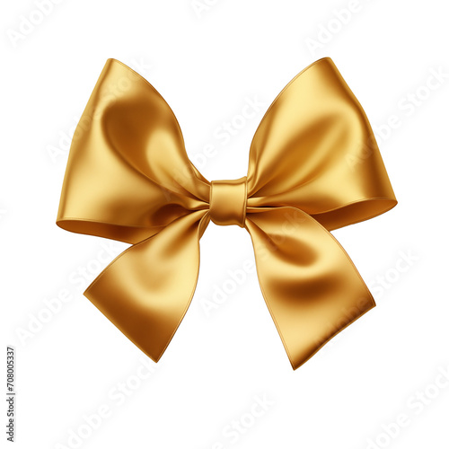 gold bow ribbon on an isolated