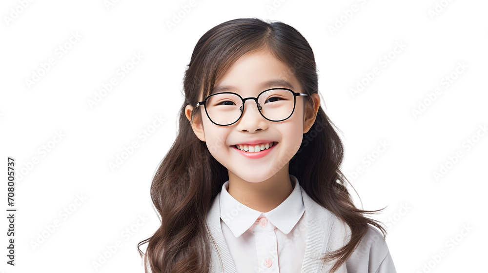 Happy Girl from China Wearing Glasses on a transparent background Happy Girl from China Wearing Glasses on a transparent background
