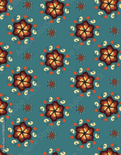 Seamless floral patterns on the dark blue background