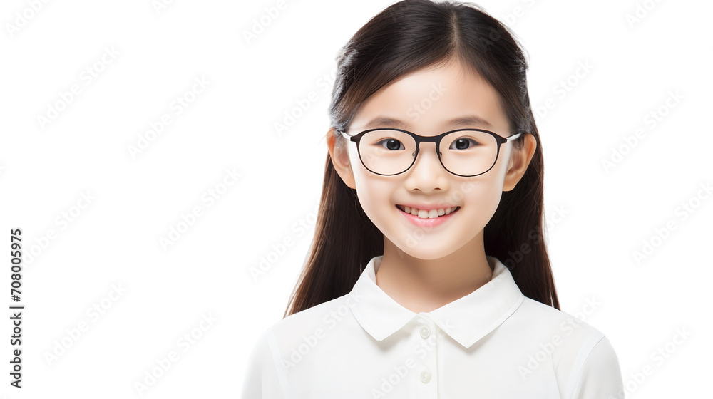 Smiling Girl in Glasses from China on a transparent background Smiling Girl in Glasses from China on a transparent background