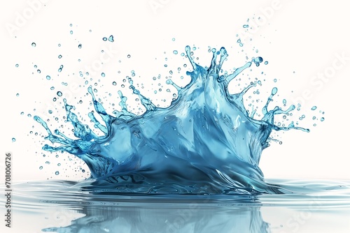 closeup blue deep splash bubbles white surface digital drawing full subject shown nitid horizon falling explosive energy photo