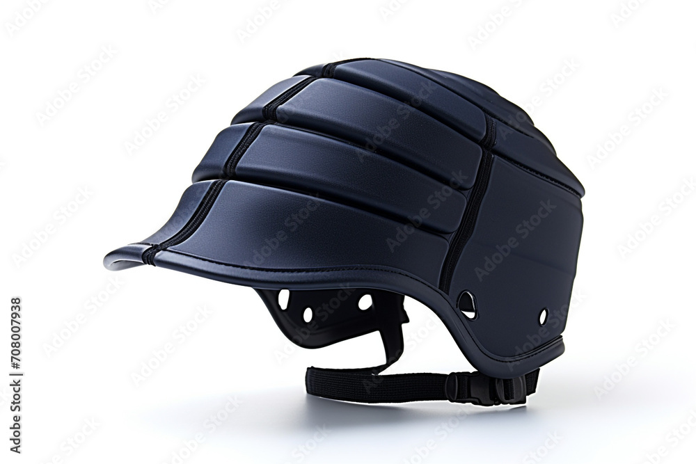 Fototapeta premium Rugby scrum cap isolated on white background created with Generative Ai