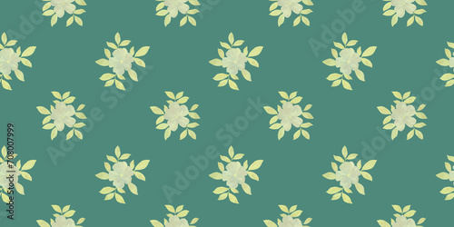 Fototapeta Naklejka Na Ścianę i Meble -  digitally painted watercolor flowers, botanical seamless pattern for design, green background