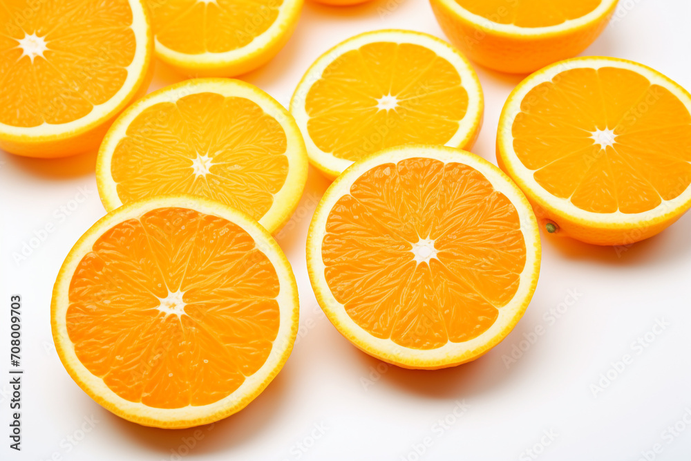 halftime orange slices isolated on white background created with Generative Ai halftime orange slices isolated on white background created with Generative Ai