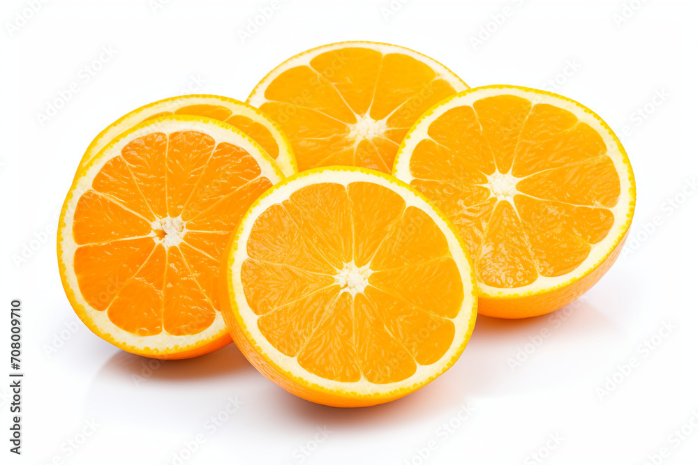 halftime orange slices isolated on white background created with Generative Ai halftime orange slices isolated on white background created with Generative Ai