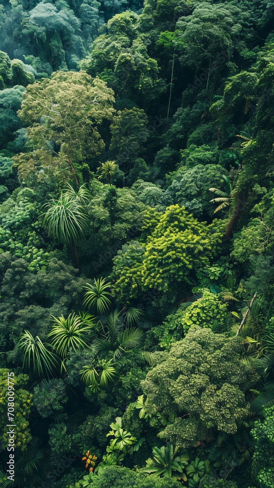 A panoramic shot of a dense rainforest canopy from above