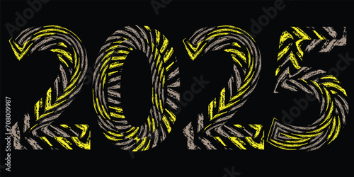 Happy New Year 2025 Grunge colorful Urban Vector Texture Template. Dark Messy Dust Overlay Distress Background. Easy To Create Abstract Dotted, Scratchedg